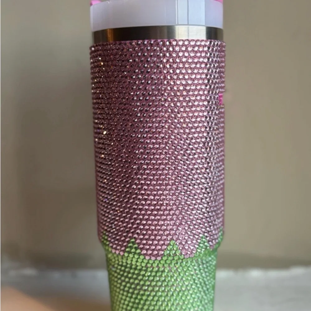Stanley Pink and Green Rhinestone Mug - Picture 3 of 3